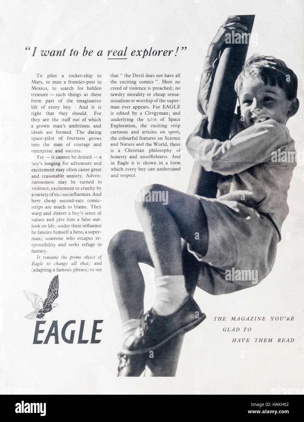 1950er Jahre Magazin Werbung Werbung die Eagle Kinder's comic. Stockfoto