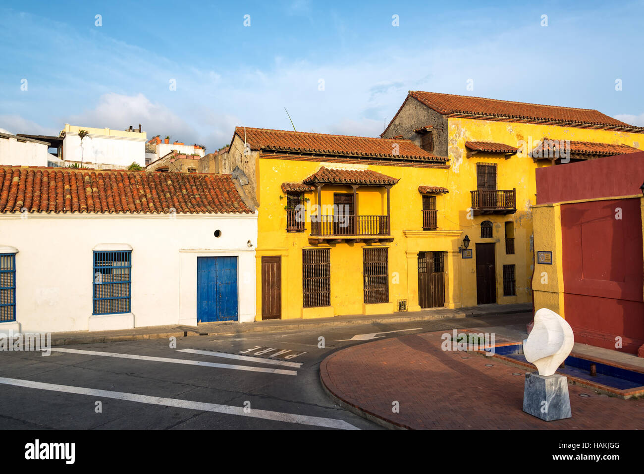 Schöne Architektur in der kolonialen Altstadt von Cartagena, Kolumbien Stockfoto