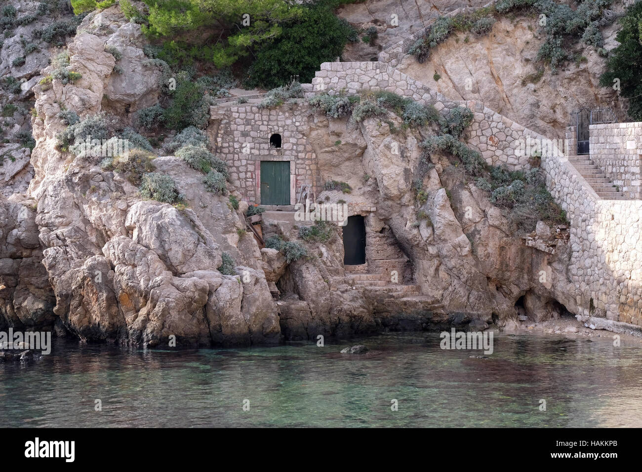 Haus im alten Hafen Kolorina, Dubrovnik, Kroatien am 30. November 2015. Stockfoto