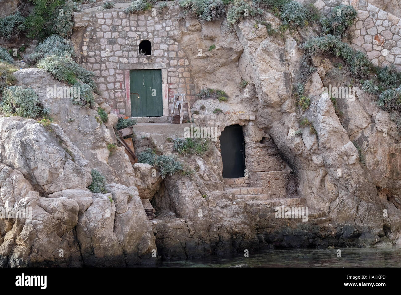 Haus im alten Hafen Kolorina, Dubrovnik, Kroatien am 30. November 2015. Stockfoto