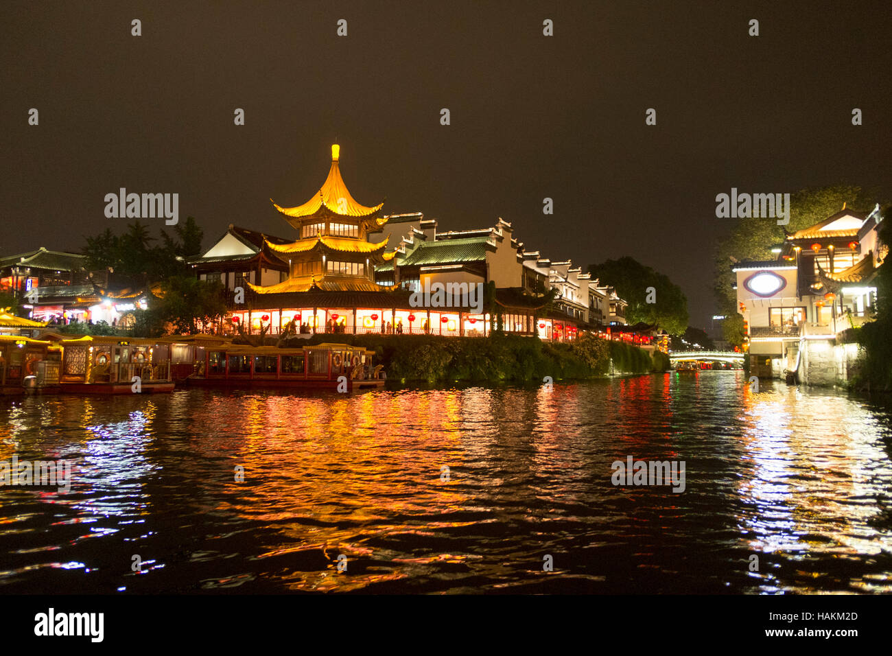 Nanjing Konfuzius-Tempel in Nightfall Stockfoto