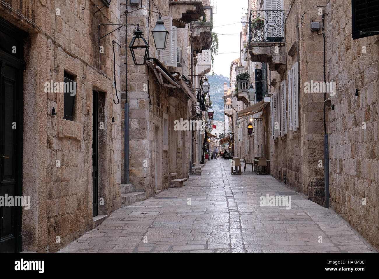 Gasse in der Altstadt von Dubrovnik, Kroatien Stockfoto