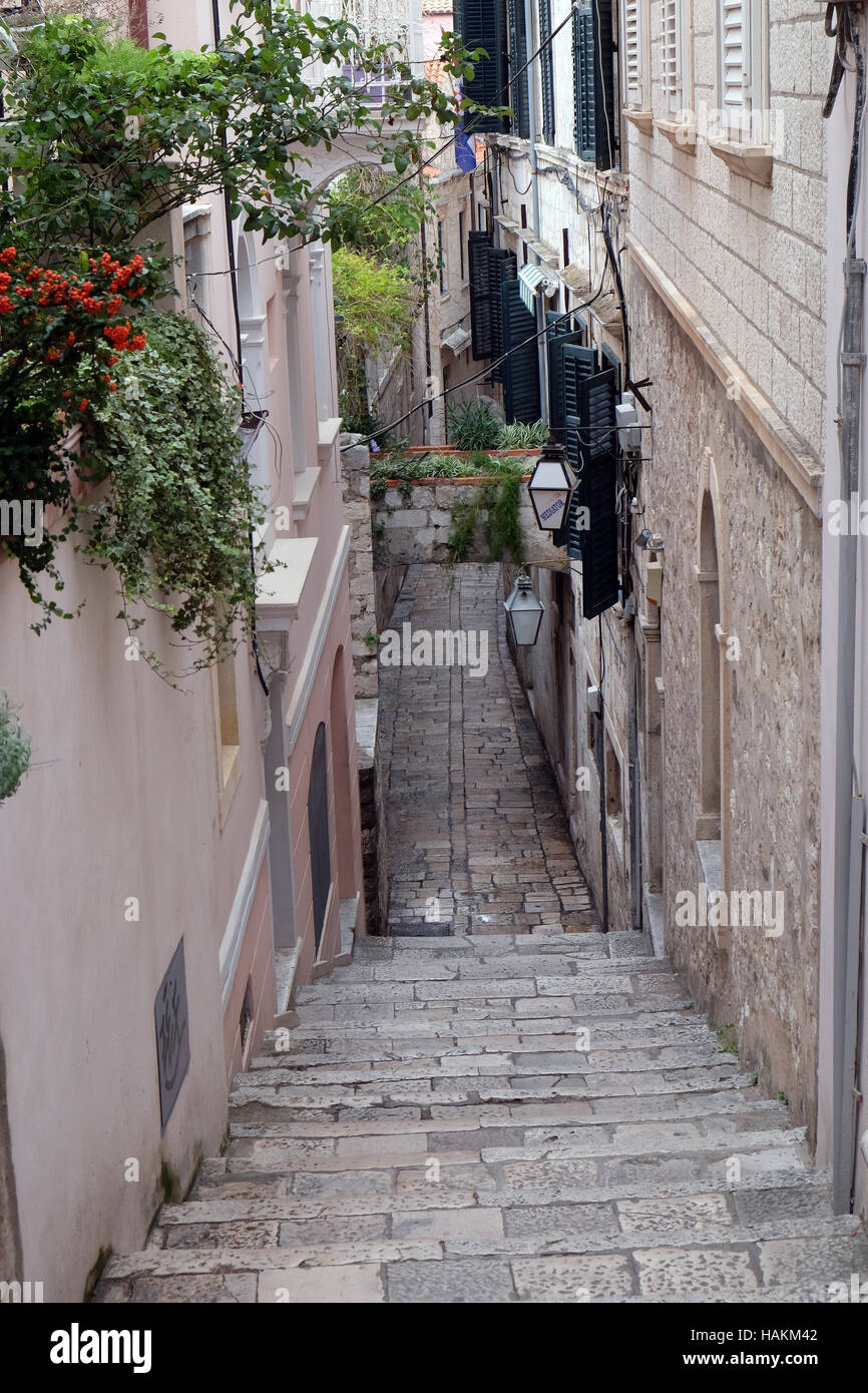 Gasse in der Altstadt von Dubrovnik, Kroatien Stockfoto