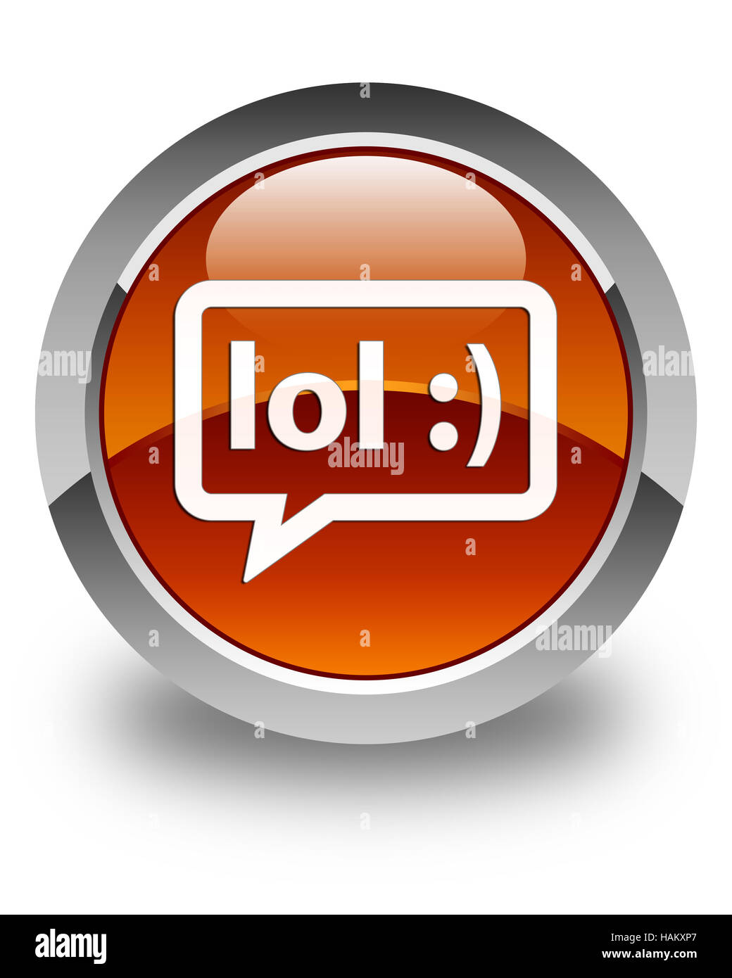 LOL-Blase Symbol isoliert auf glänzenden braunen runden Knopf abstrakte Abbildung Stockfoto