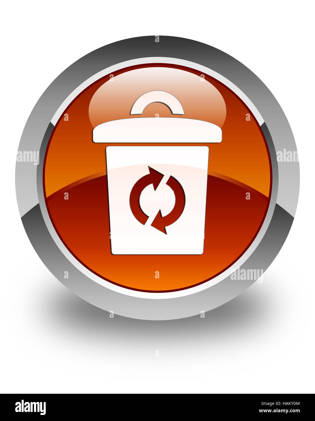 Papierkorb-Symbol auf glänzend braun Runde Taste abstrakte Abbildung isoliert Stockfoto