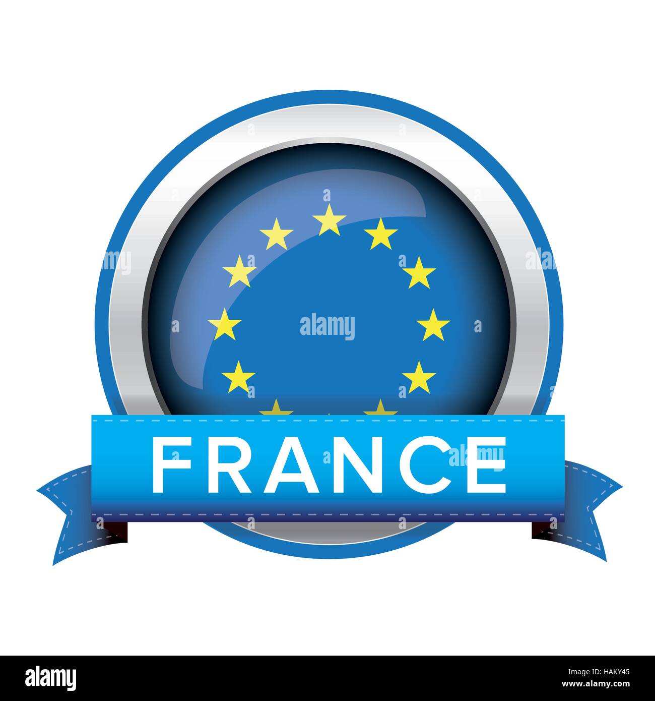 EU-Flagge-Taste mit Frankreich Band Stock Vektor