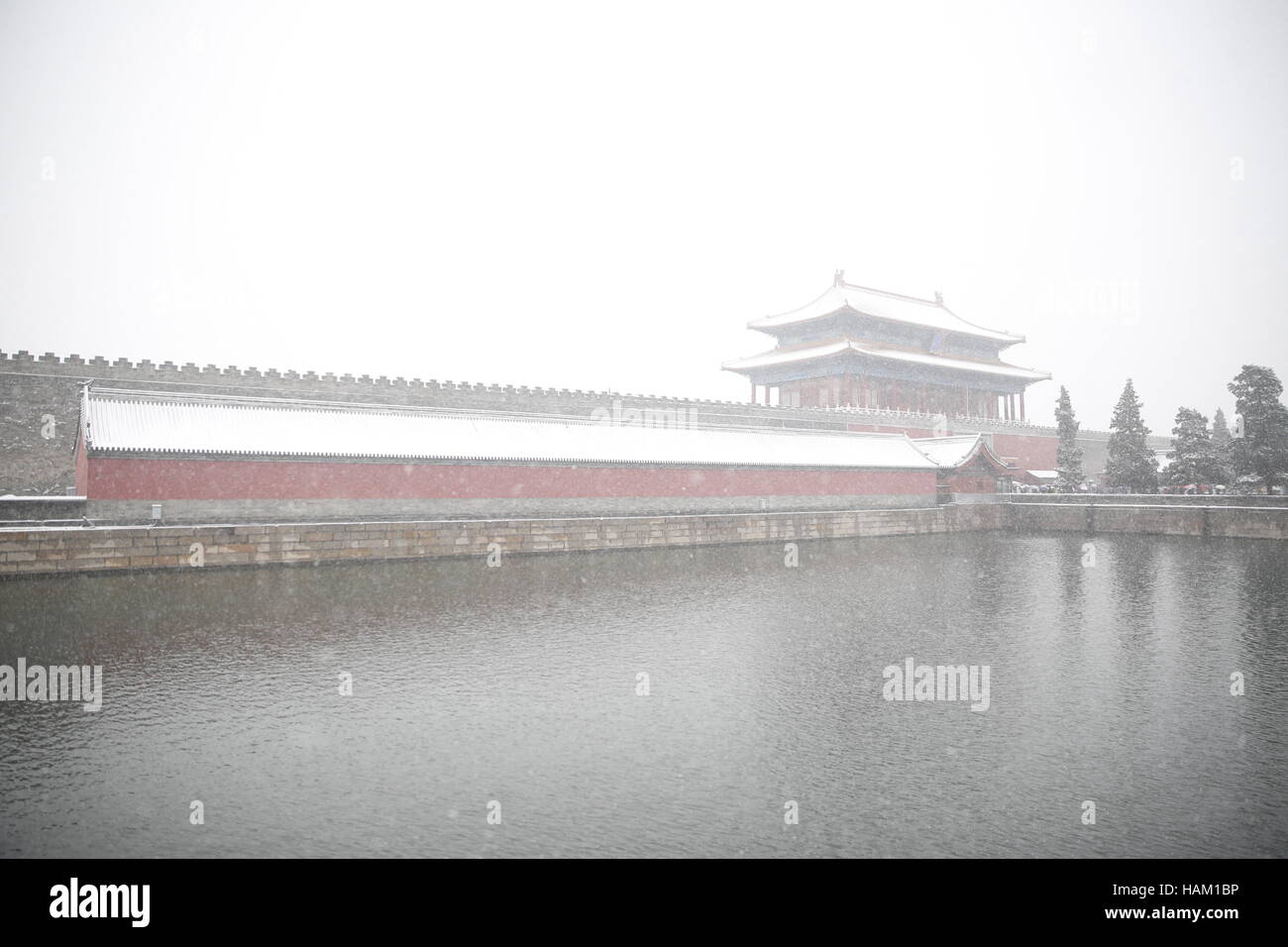 Schnee Landschaft rund um die Verbotene Stadt, Peking, china Stockfoto