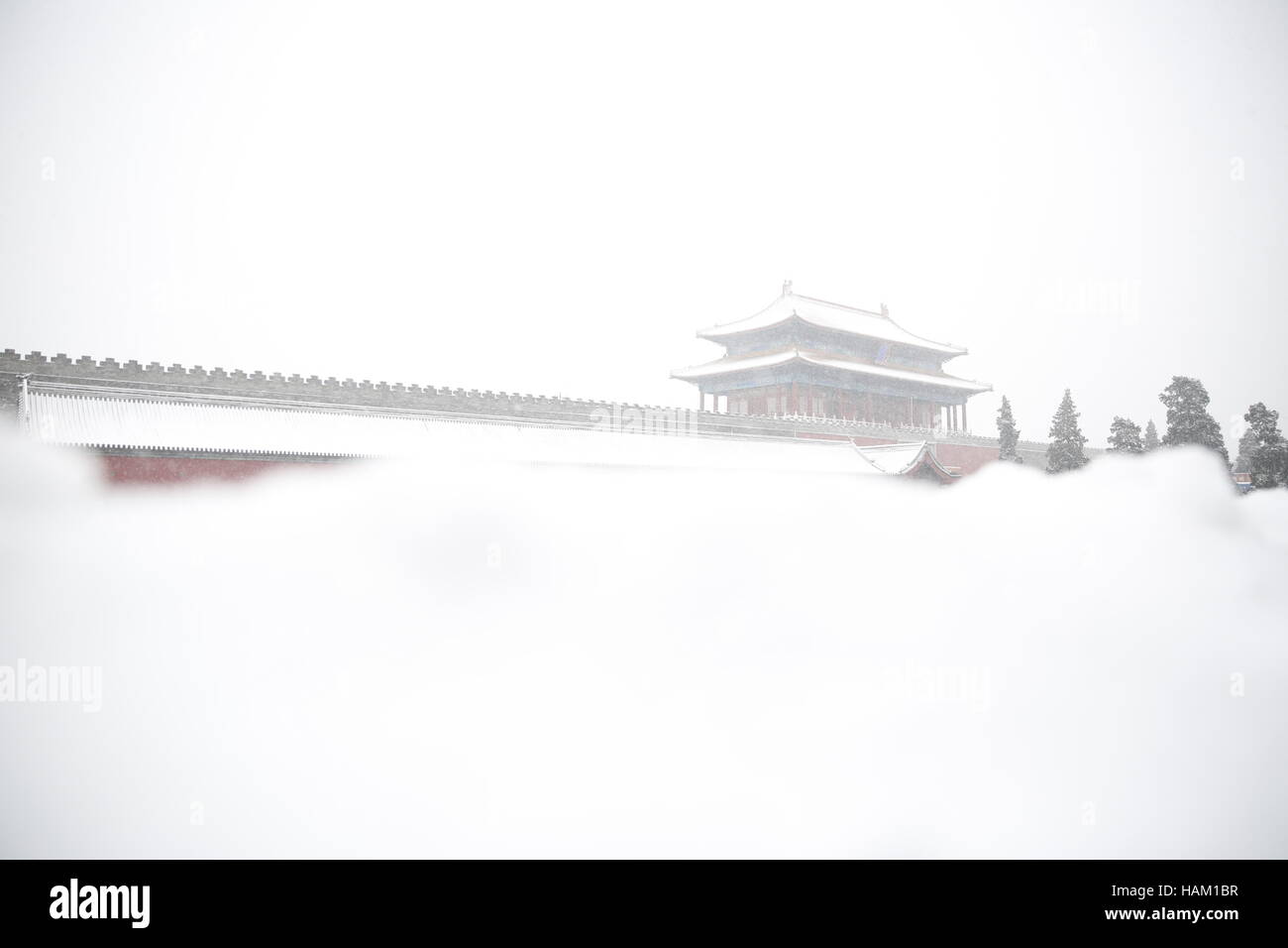 Schnee Landschaft rund um die Verbotene Stadt, Peking, china Stockfoto