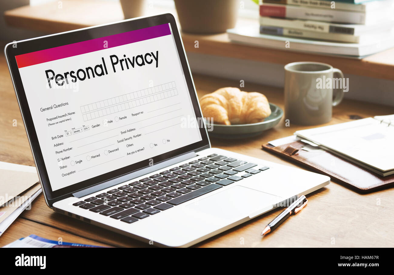 Persönlichen Datenschutz Schutz Form-Konzept Stockfoto