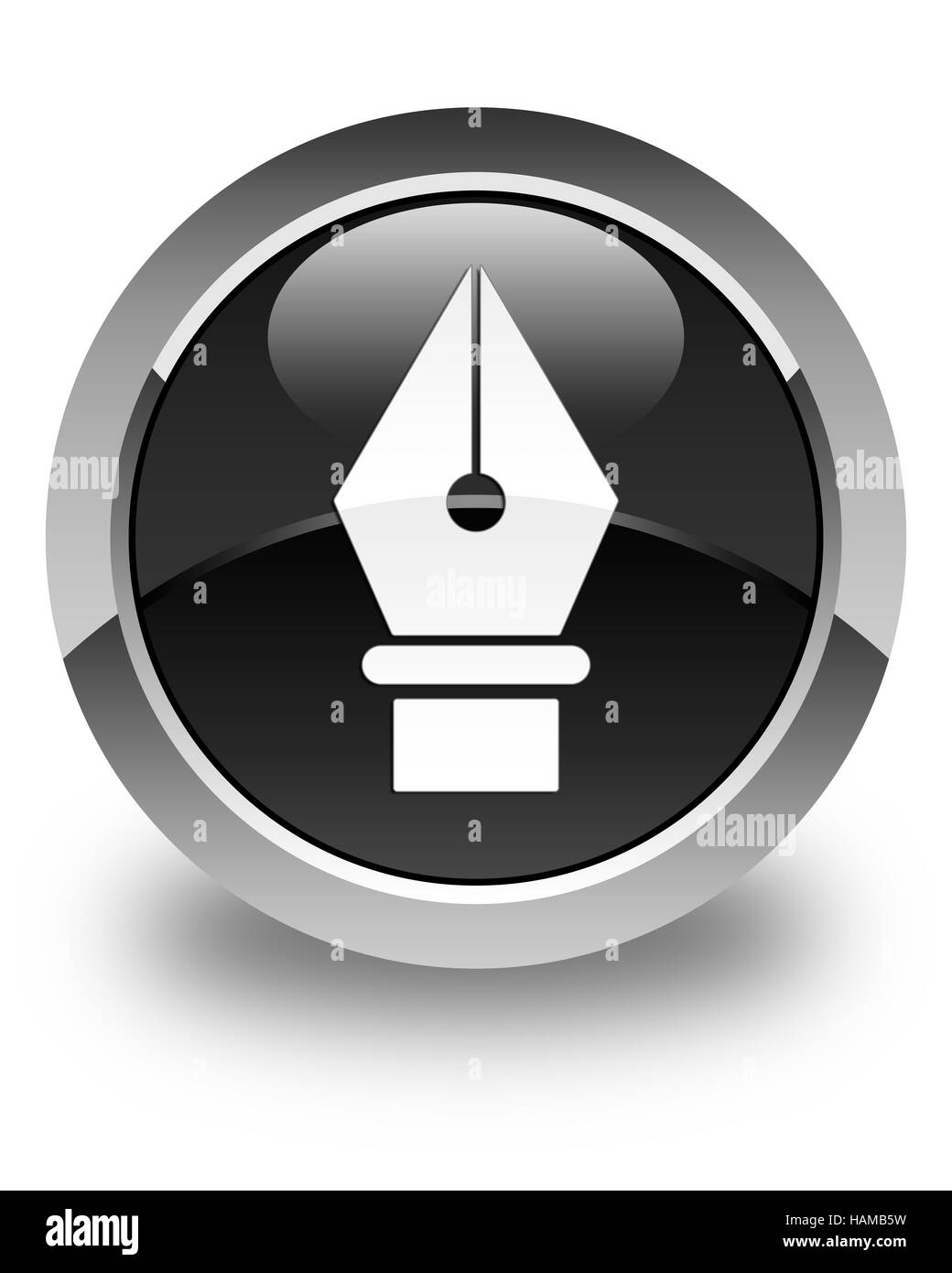 Stift-Symbol isoliert auf Hochglanz Schwarz Runde Taste abstrakte Abbildung Stockfoto