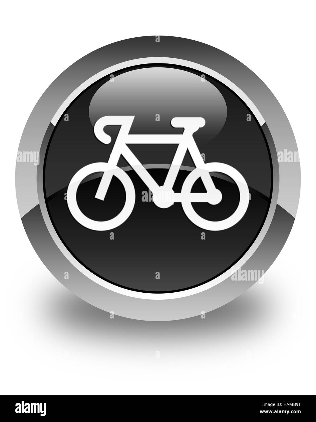 Fahrrad-Symbol isoliert auf Hochglanz Schwarz Runde Taste abstrakte Abbildung Stockfoto