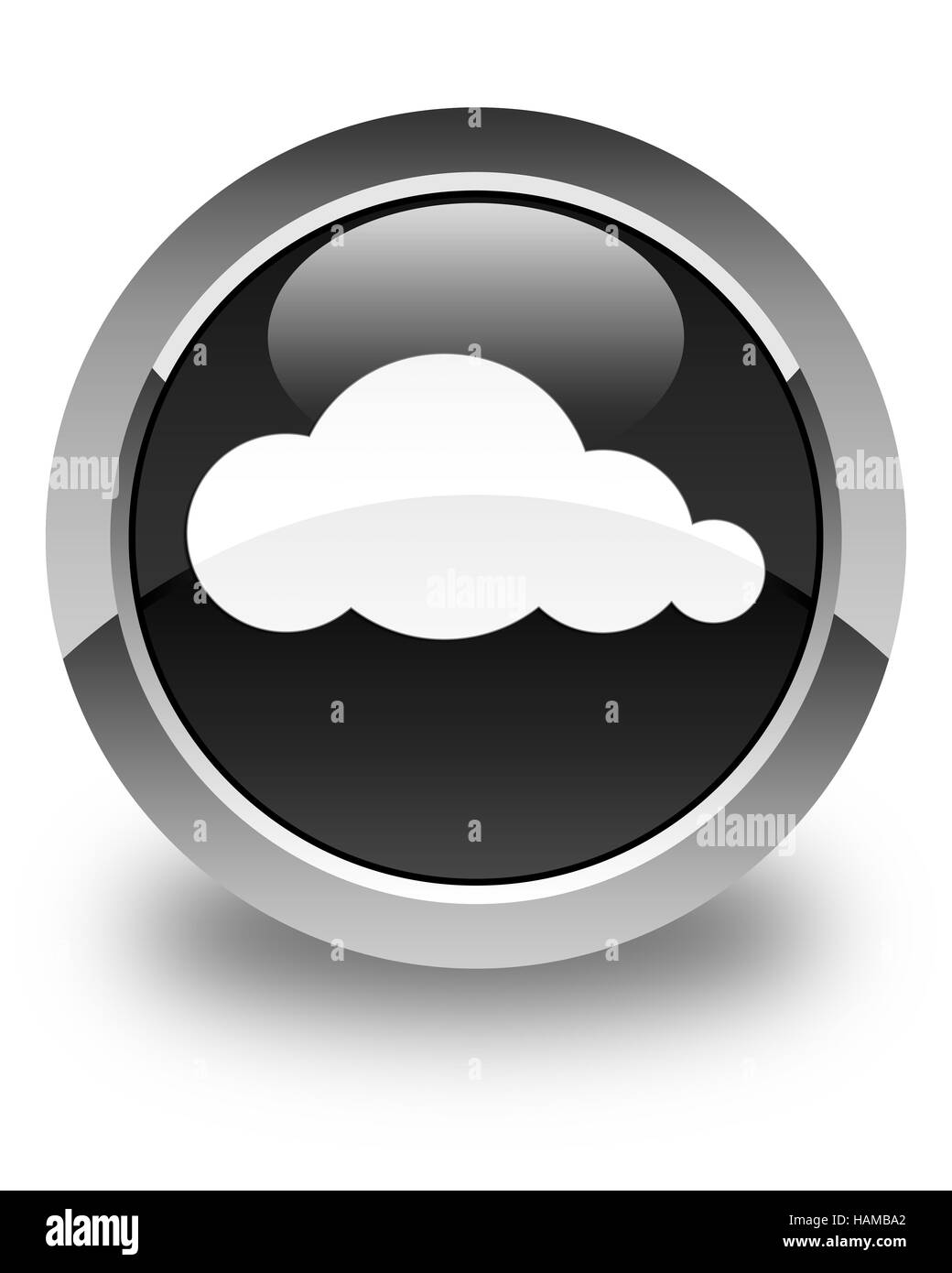 Wolkensymbol isoliert auf abstrakte Darstellung glänzend schwarzen runden Knopf Stockfoto