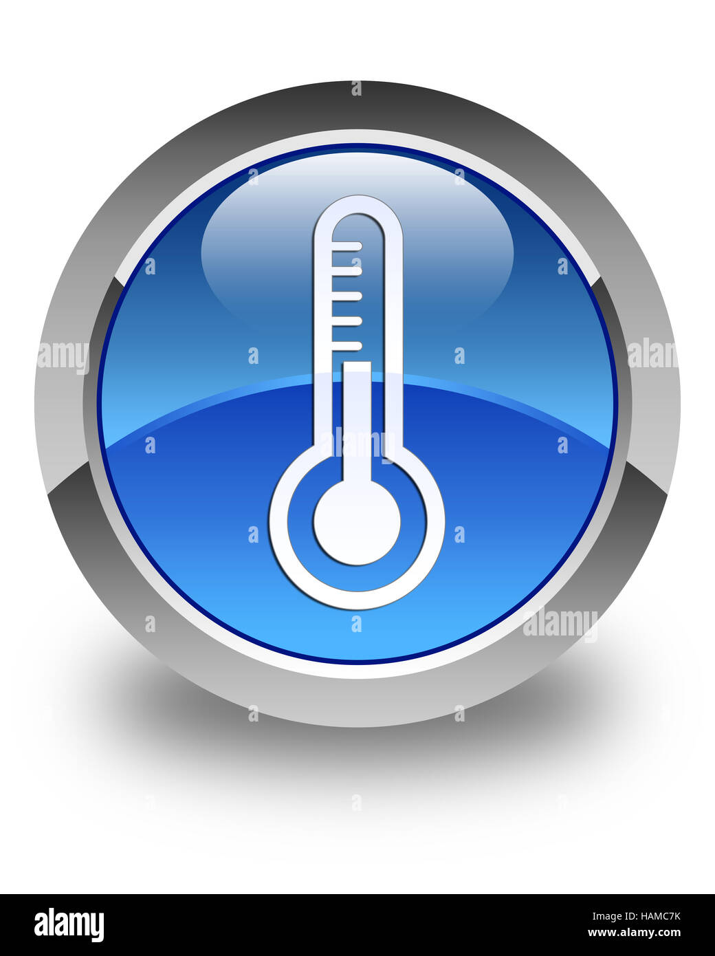 Thermometer-Symbol isoliert auf glänzende blaue Runde Taste abstrakte Abbildung Stockfoto