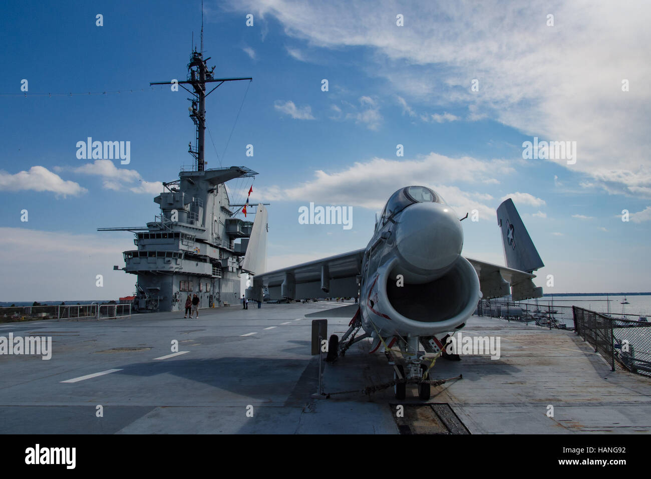 Corsair-A7 auf dem Flugdeck der USS Yorktown in Charleston Stockfoto