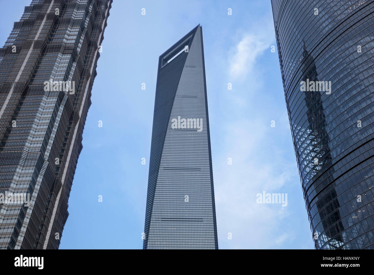 Shanghai World Financial Center, Shanghai Tower und Jin Mao Tower im Lujiazui Distrikt in Shanghai Stockfoto