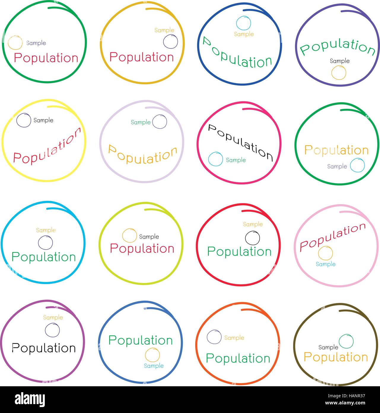 Business und Marketing oder Social Forschungsprozess, die Probenahmemethoden der Zielpopulation eine Umfrage machen Probe Elemente auswählen. Stock Vektor