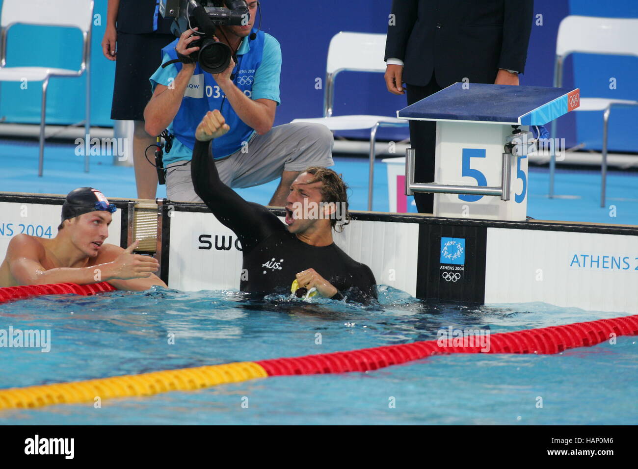 IAN THORPE Australien Athen Griechenland 16. August 2004 Stockfoto