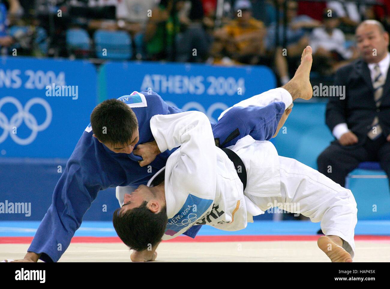 CRAIG FALLON & SCOTT FERNANDEZ Olympische JUDO Athen Griechenland 13. August 2004 Stockfoto