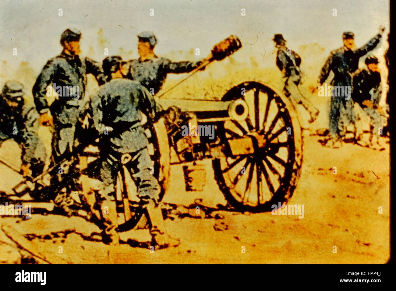 American Civil War Illustration Abfeuern einer Kanone Stockfoto