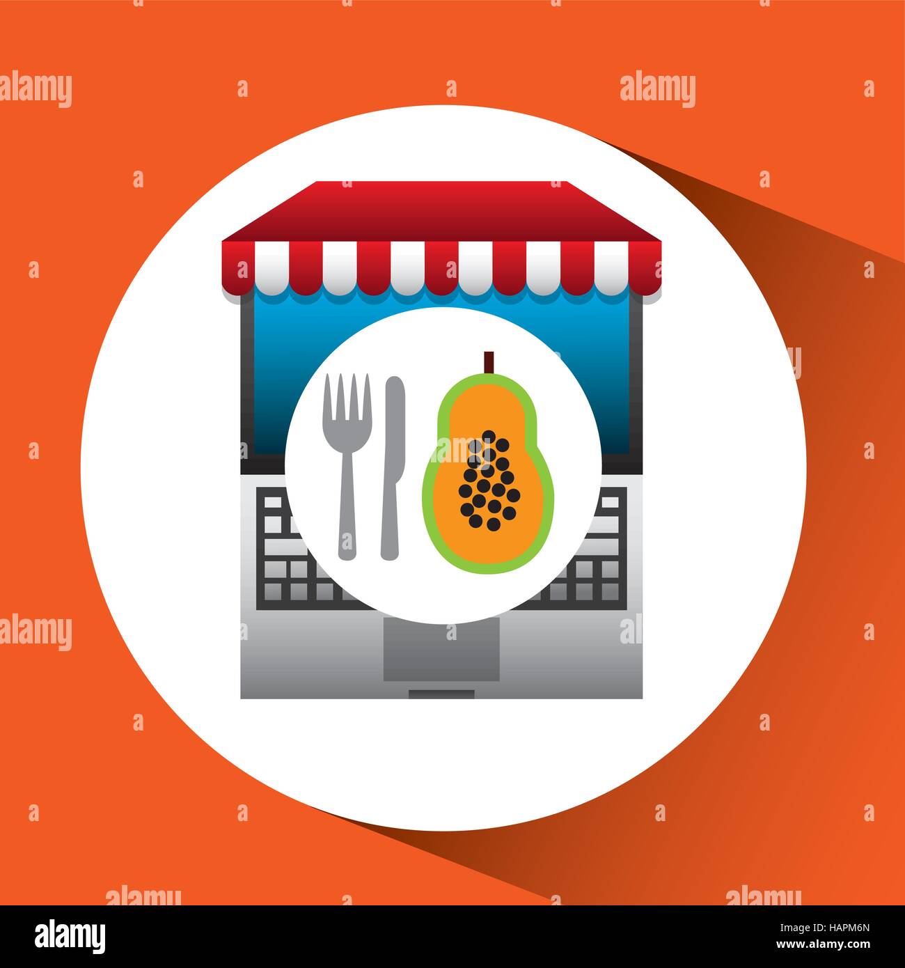 Papaya Online-shopping app Vektor Illustration Eps 10 Stock Vektor
