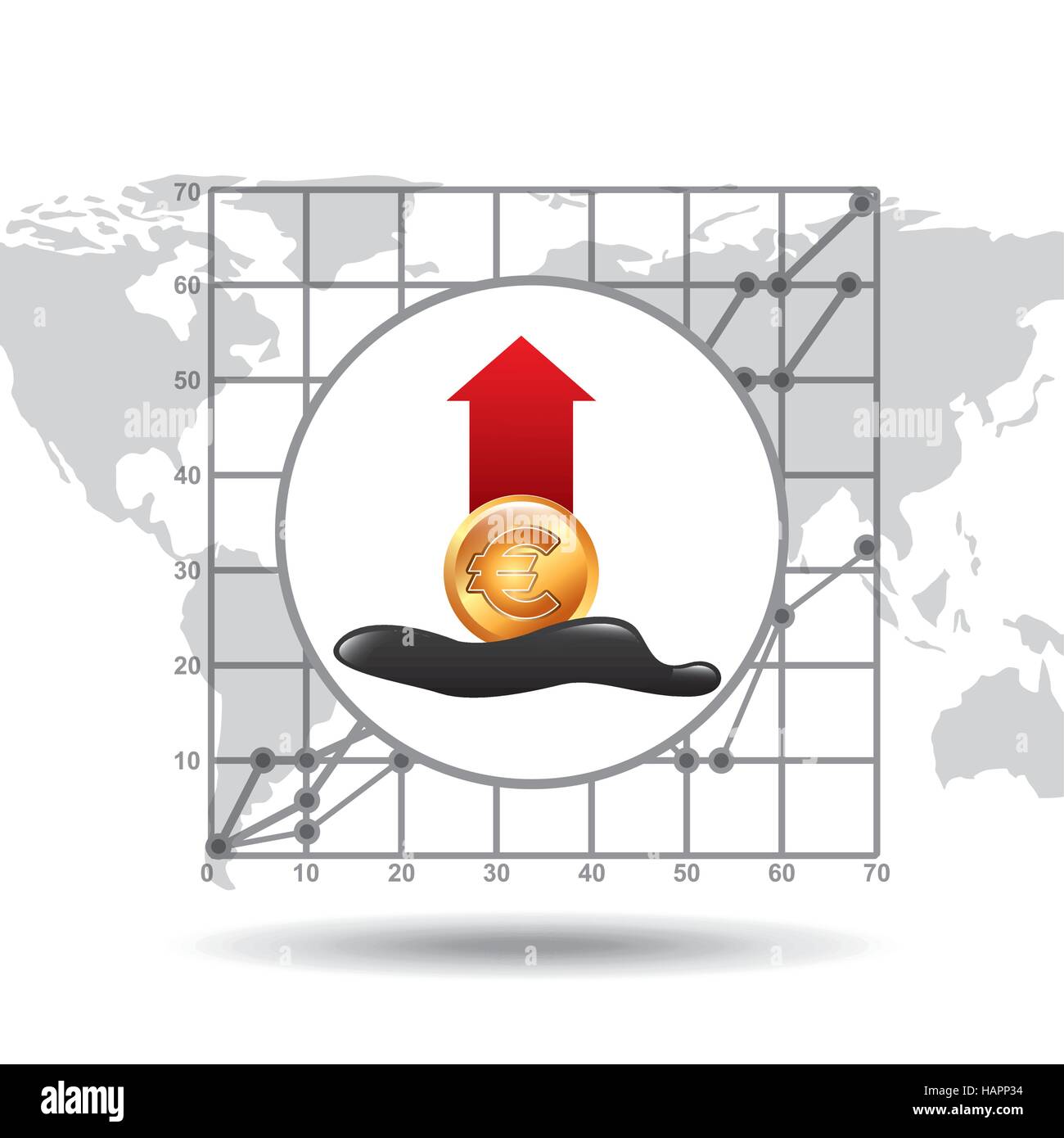 Euro erhöhen Erdöl Industrie Wachstum Diagramm Hintergrund Vektor Illustration Eps 10 Stock Vektor