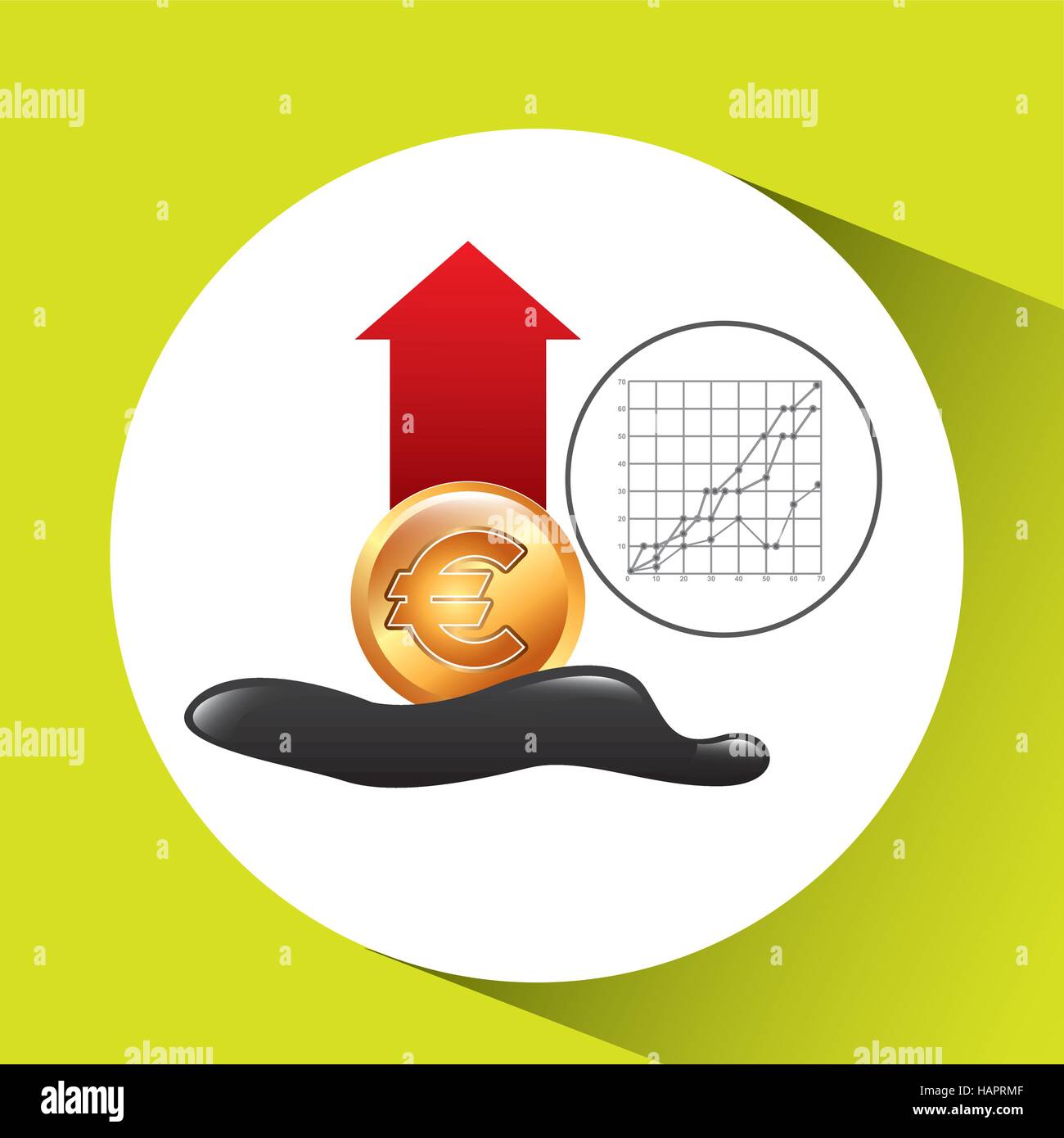 Euro erhöhen Erdöl Industrie Wachstum Diagramm Hintergrund Vektor Illustration Eps 10 Stock Vektor