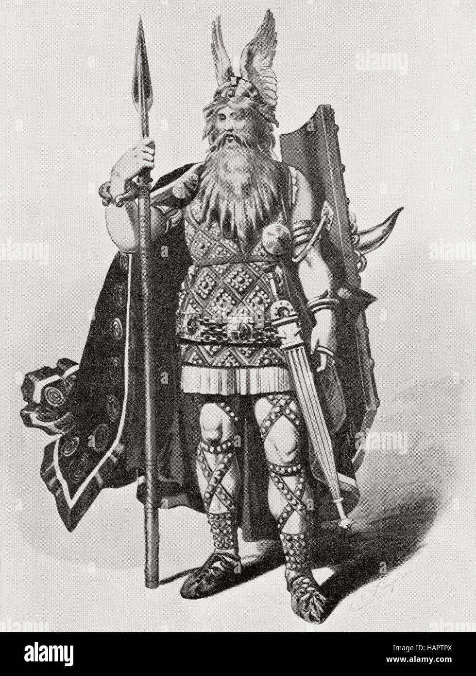 Wotan.  Ein Kostüm-Design für die Bayreuther Produktion von Wagners Oper von 1876, Siegfried gemacht. Stockfoto