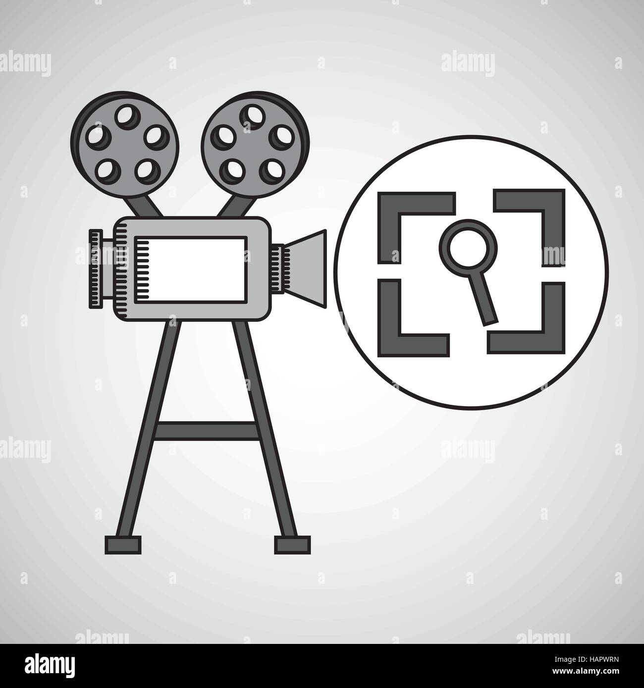 Kamera Film Jahrgang mit Film Bildschirm Suche Abbildung Eps 10 Stock Vektor