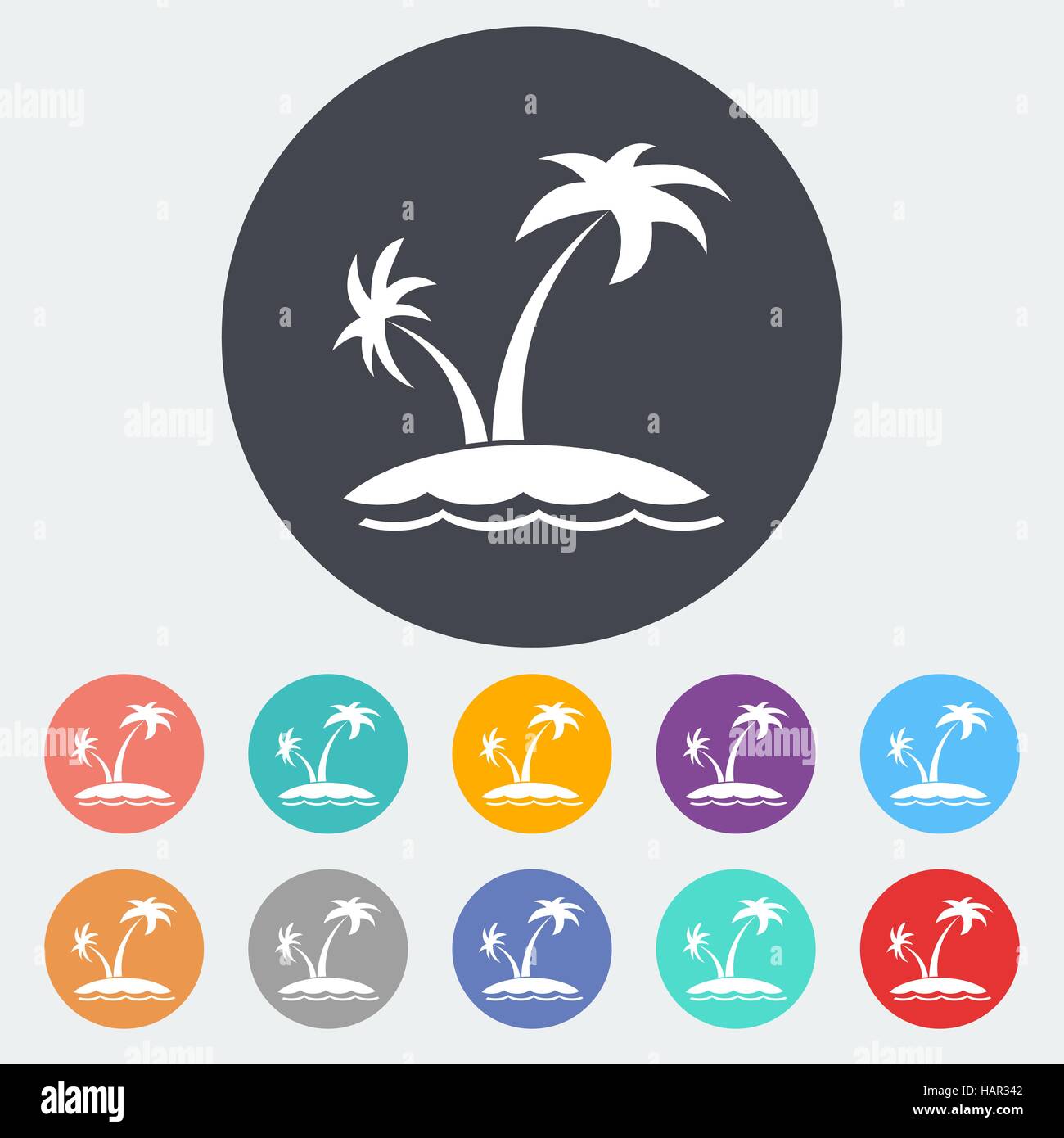 Palme. Einzelne flache Symbol auf den Kreis. Vektor-Illustration. Stock Vektor