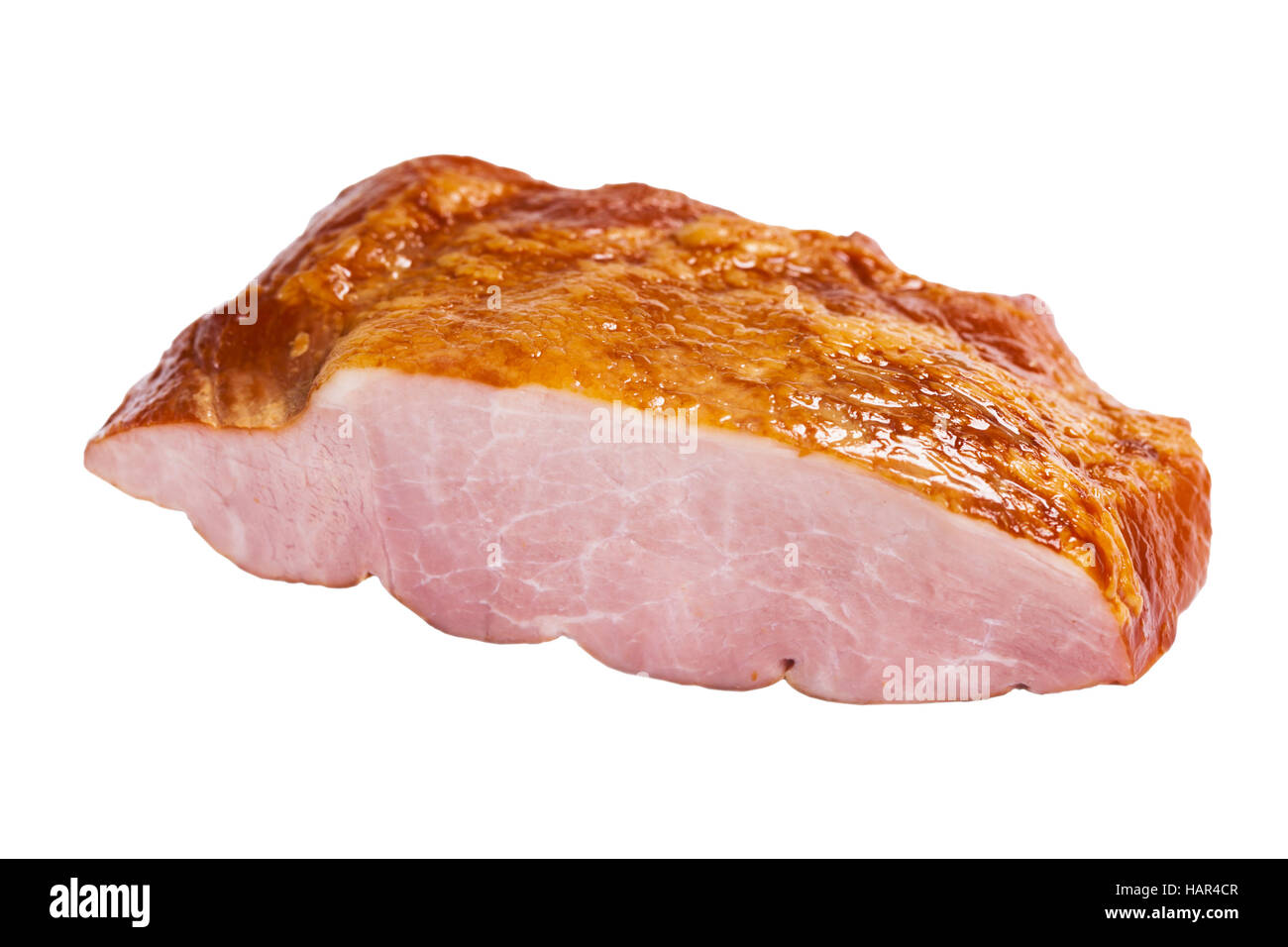 Stück geräuchertes Schweinefleisch Schinken schnitzen Stockfoto