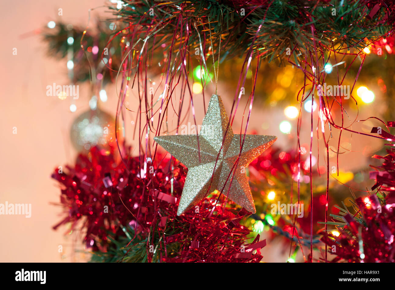 Weihnachten Stern am Baum Stockfoto