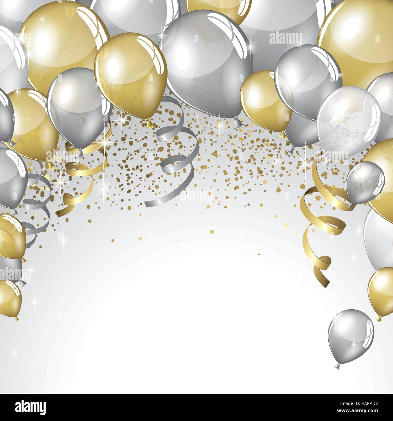 Silber und gold Ballons und Glitzer festlichen Hintergrund Stock Vektor