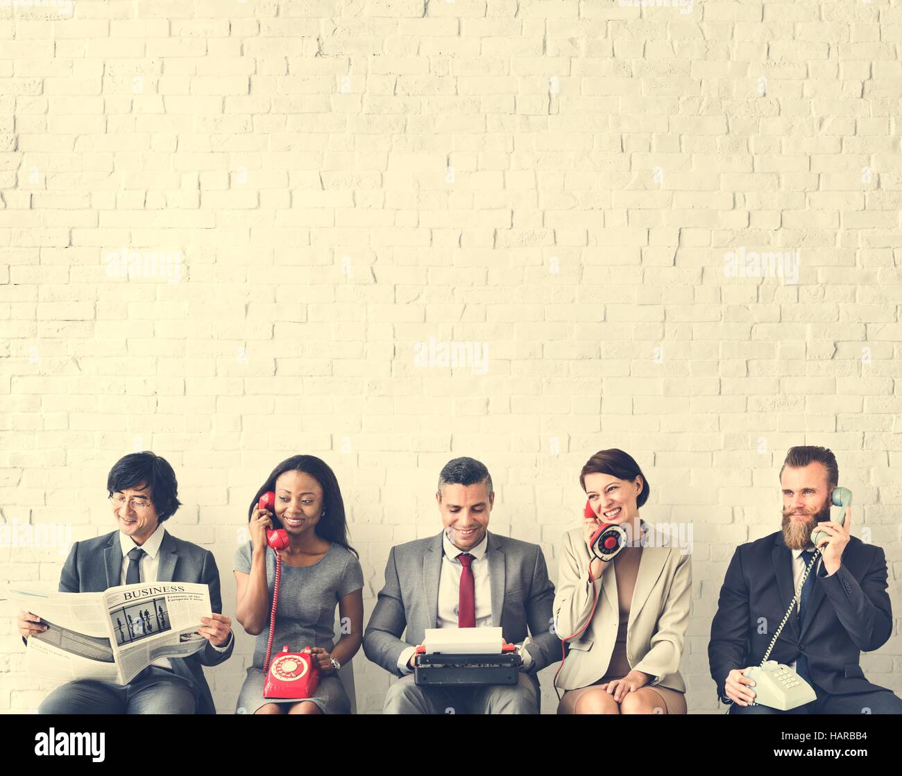 Business Team arbeiten mit Vintage-Objekte-Konzept Stockfoto
