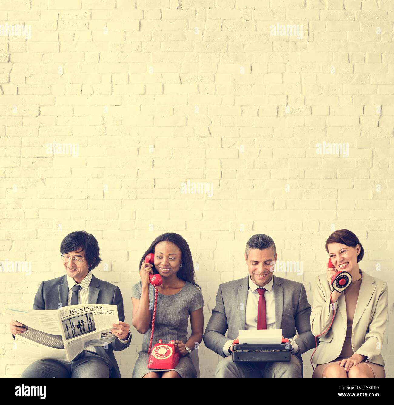 Business Team arbeiten mit Vintage-Objekte-Konzept Stockfoto
