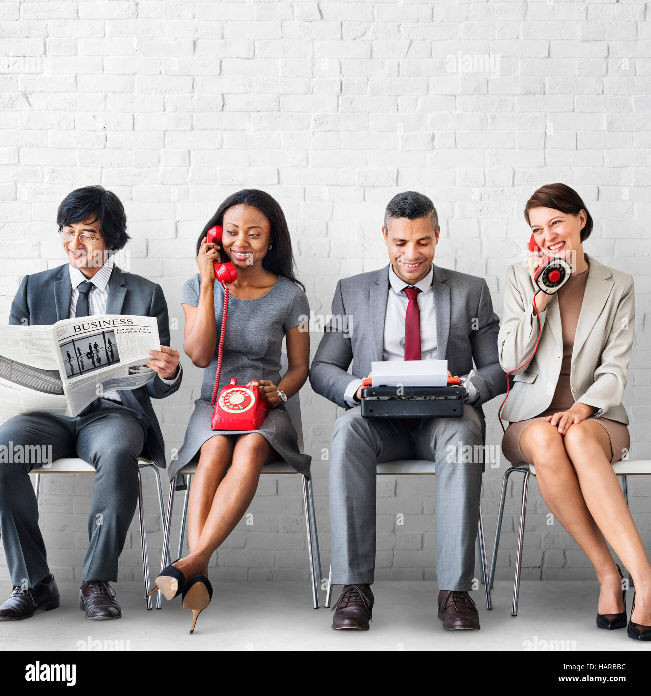 Business Team arbeiten mit Vintage-Objekte-Konzept Stockfoto
