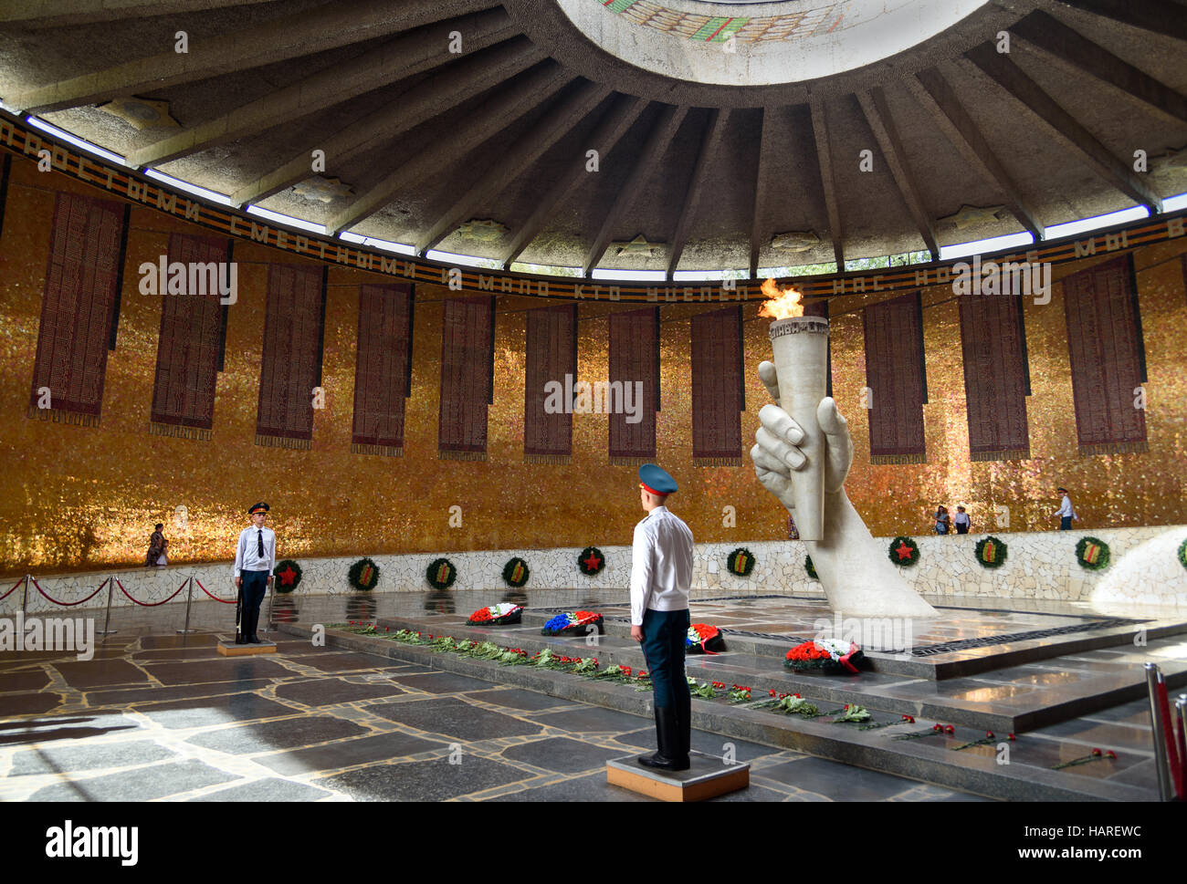 Halle der militärischen Ruhm. Memorial Komplex Mamajew Kurgan. Volgograd, Russland Stockfoto