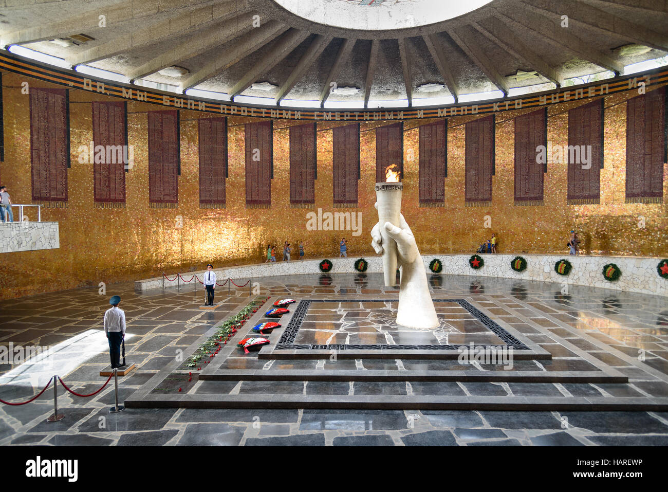 Halle der militärischen Ruhm. Memorial Komplex Mamajew Kurgan. Volgograd, Russland Stockfoto