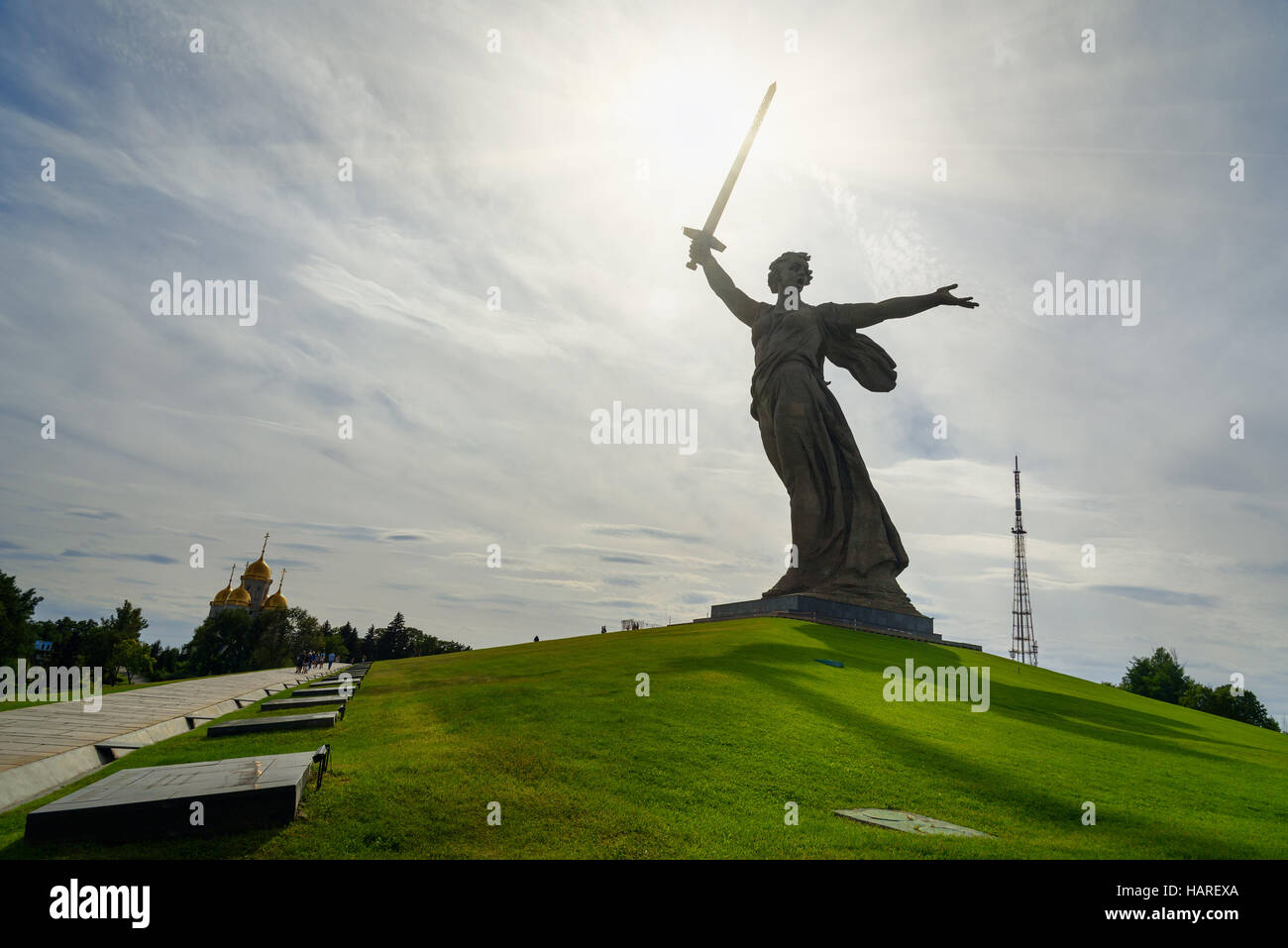 Mutterland Anrufe Denkmal. Memorial Komplex Mamajew Kurgan. Volgograd, Russland Stockfoto
