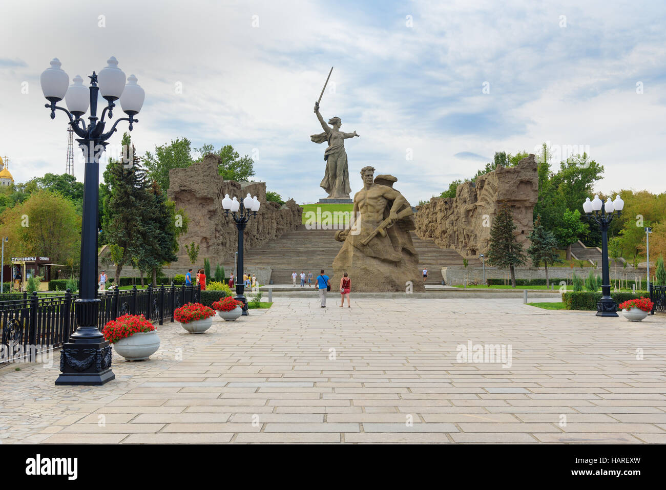 Stehend auf den Tod-Platz. Memorial Komplex Mamajew Kurgan in Wolgograd. Russland Stockfoto