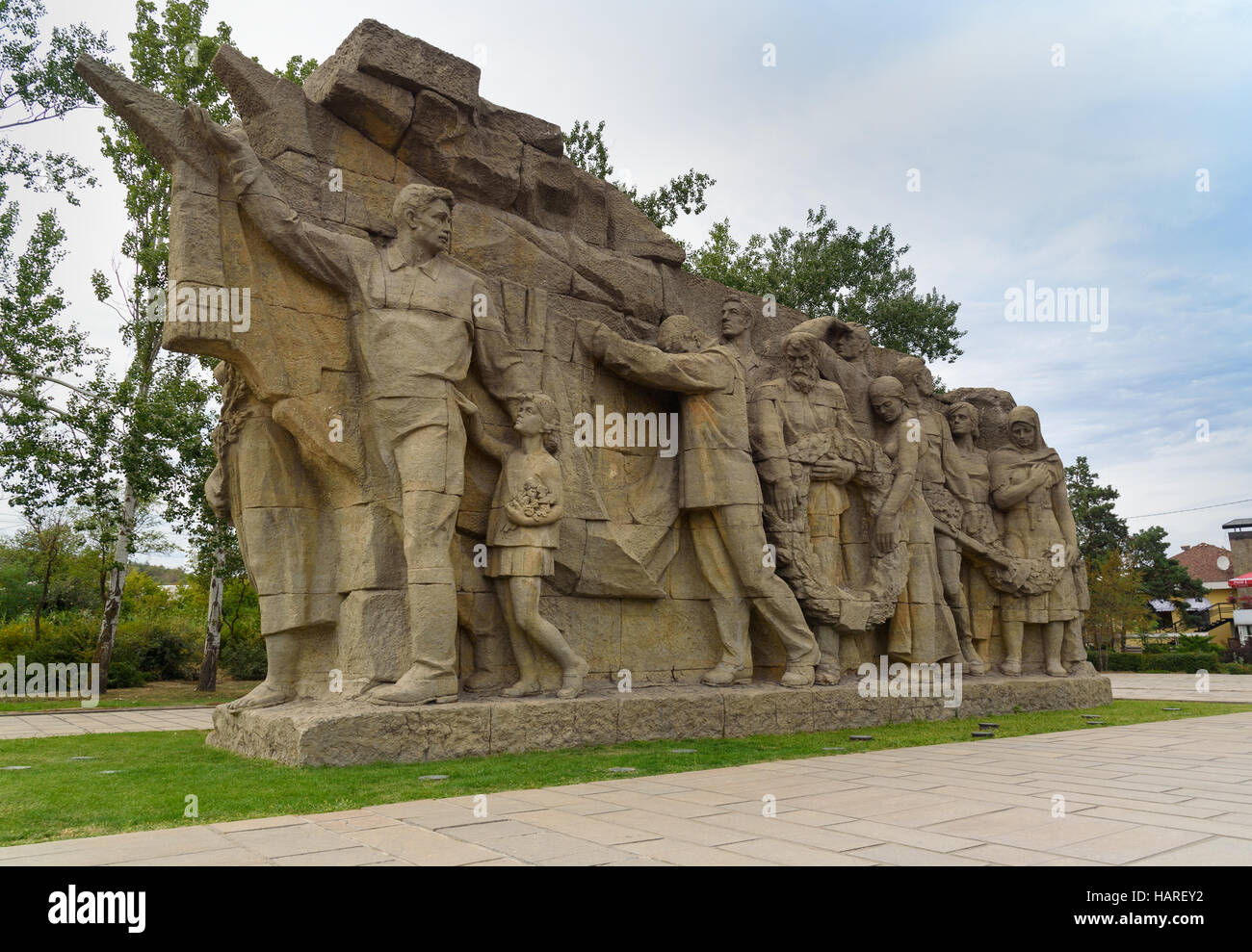 Statue-Gedächtnis der Generationen auf dem Eingang Platz Memorial Komplex Mamajew Kurgan. Volgograd, Russland Stockfoto