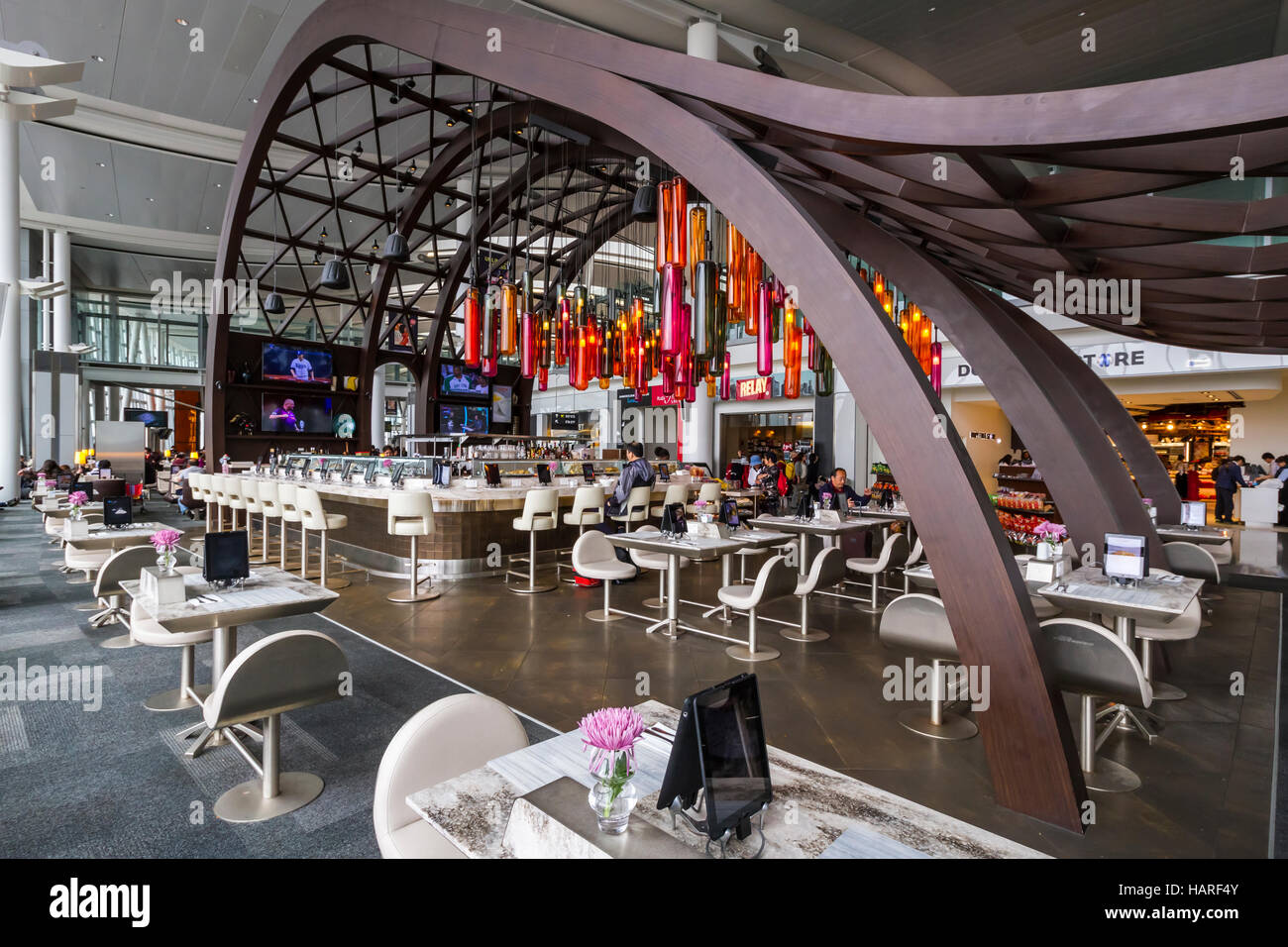 Ein Passagier terminal Restaurant am Pearson International Airport in Toronto, Ontario, Kanada. Stockfoto