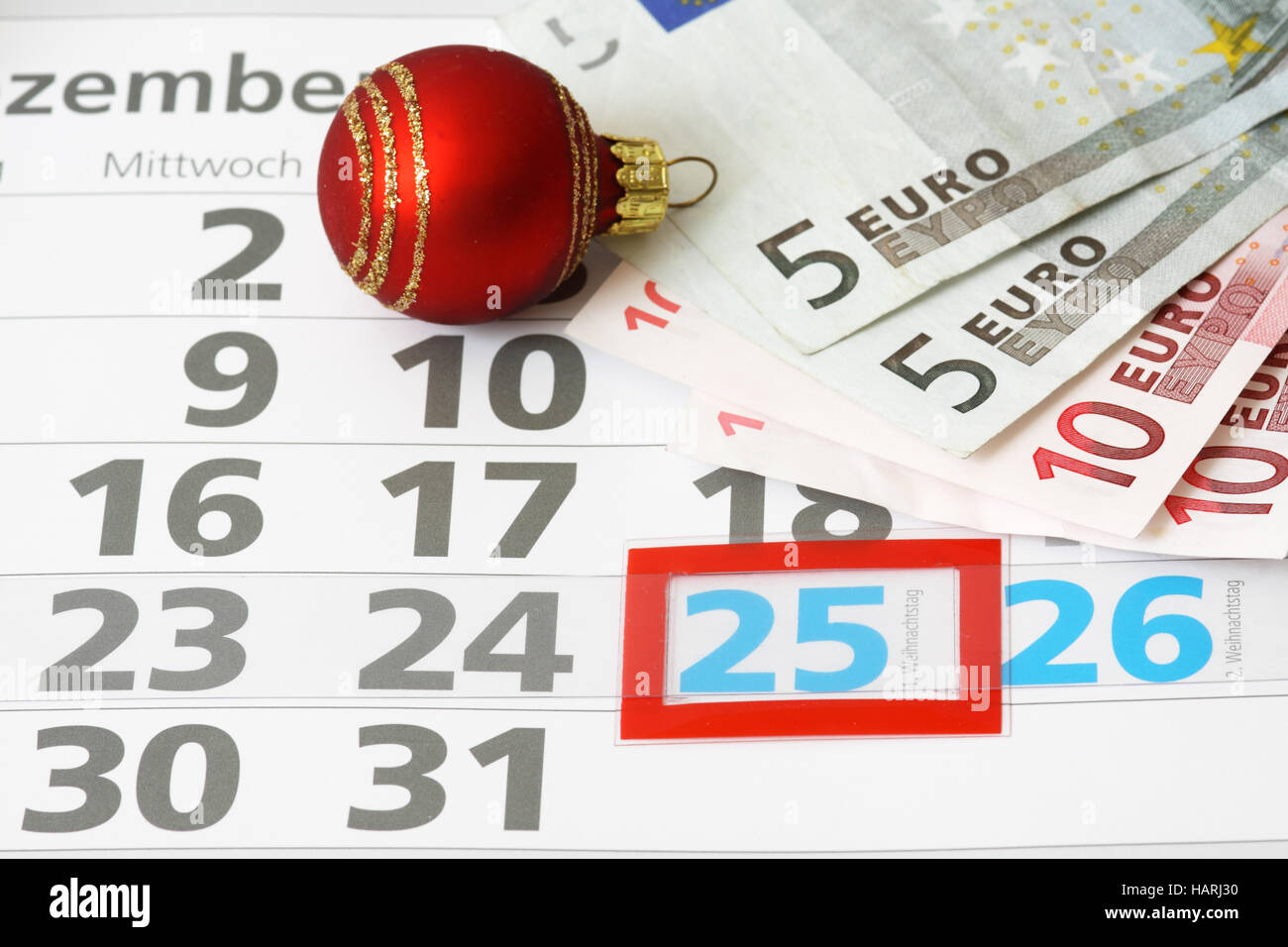 Weihnachtsgeld Stockfoto