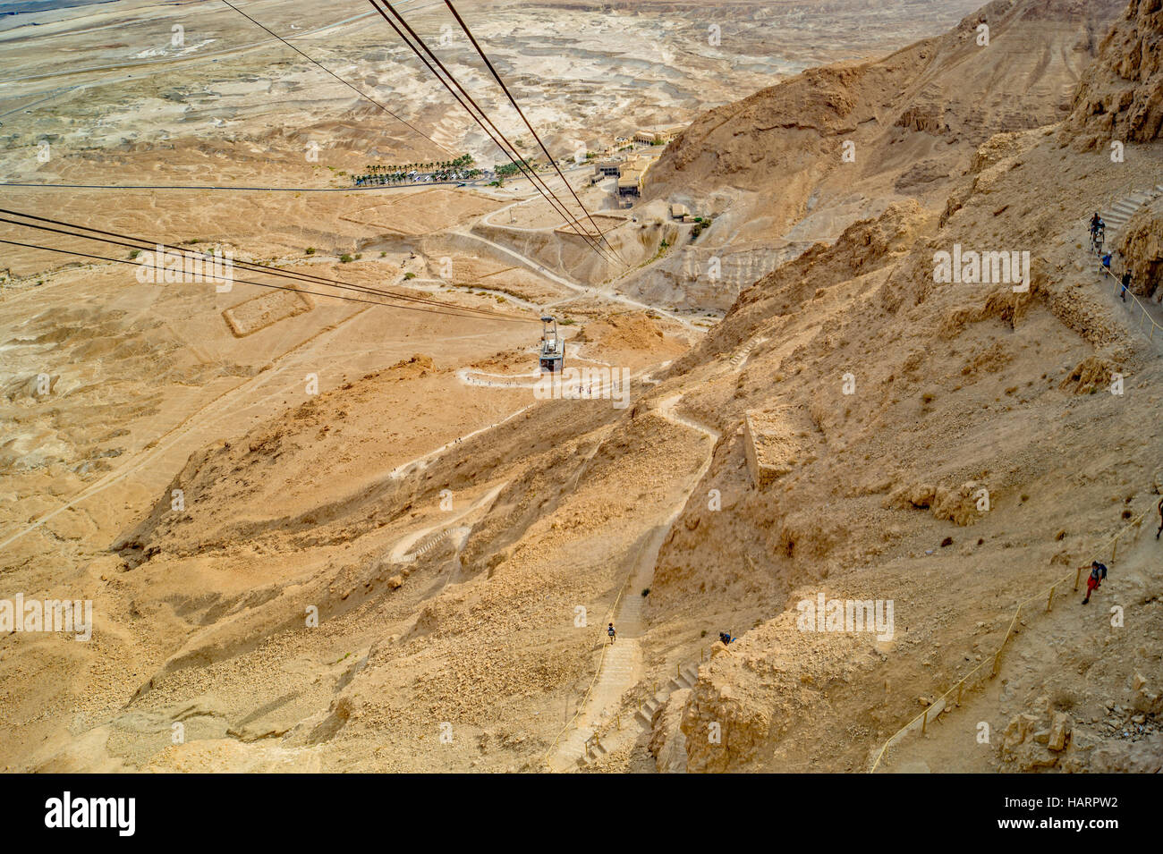 Masada Blick von Seilbahn-Station Stockfoto