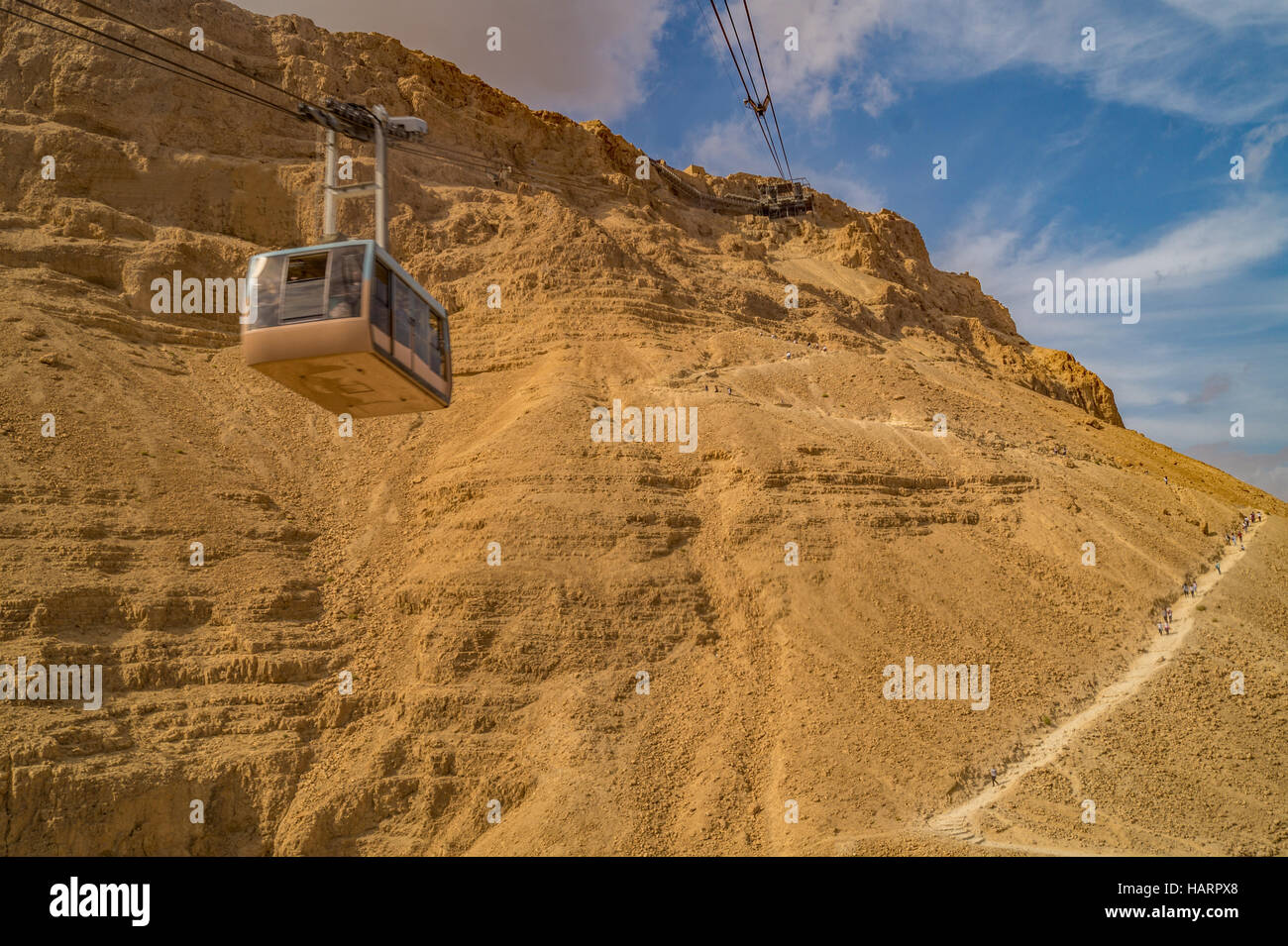 Seilbahn von Masada Plateau, Israel Stockfoto