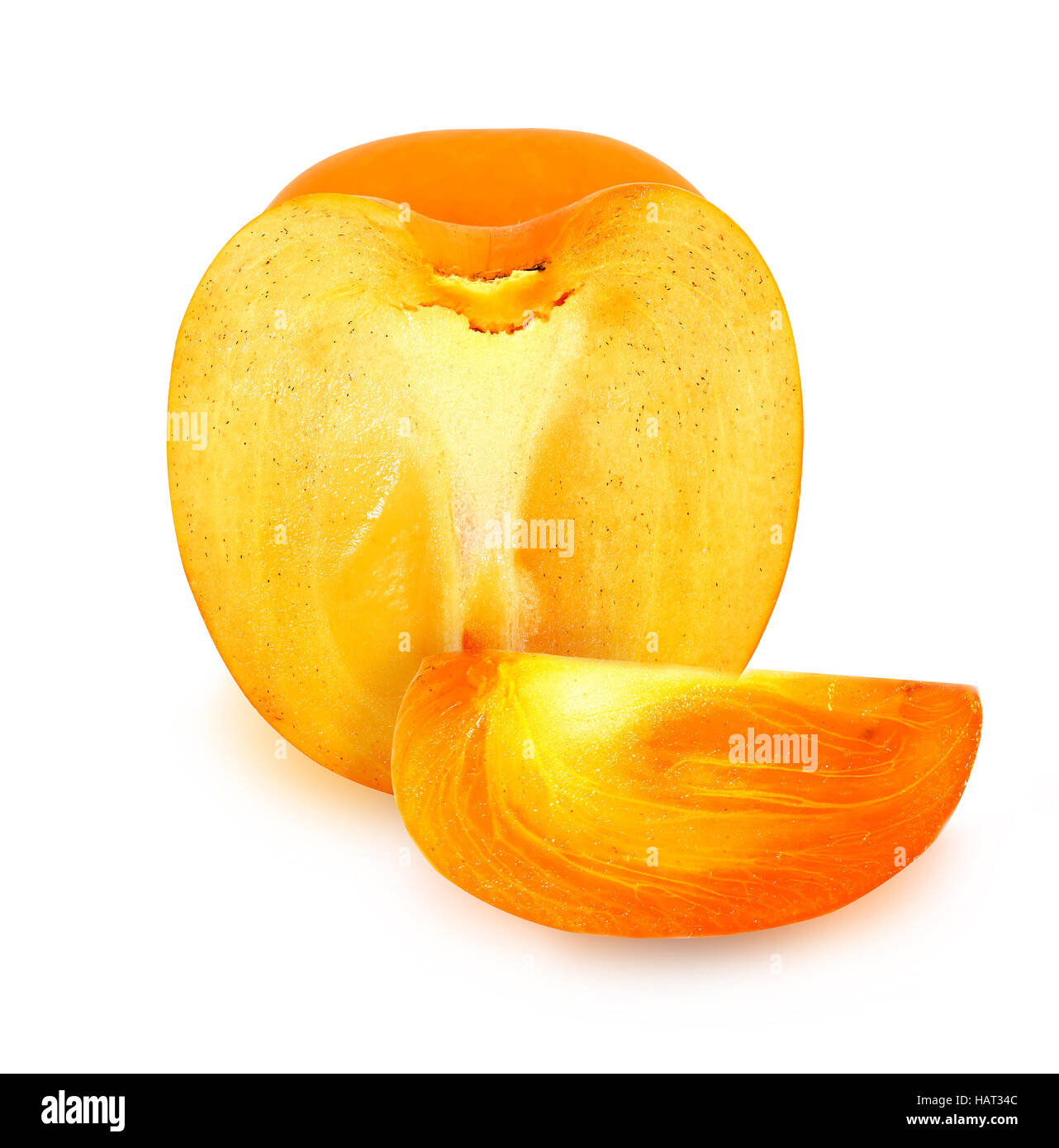 Fotos hell Kaki und Scheibe isoliert auf weißem Hintergrund Stockfoto