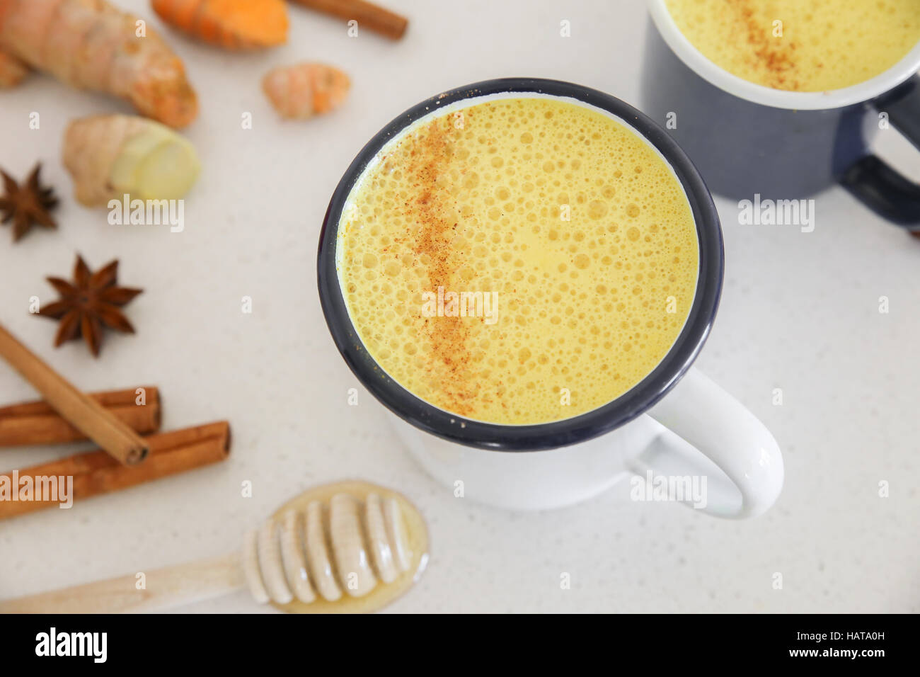 Turmetic goldene Milch latte Stockfoto
