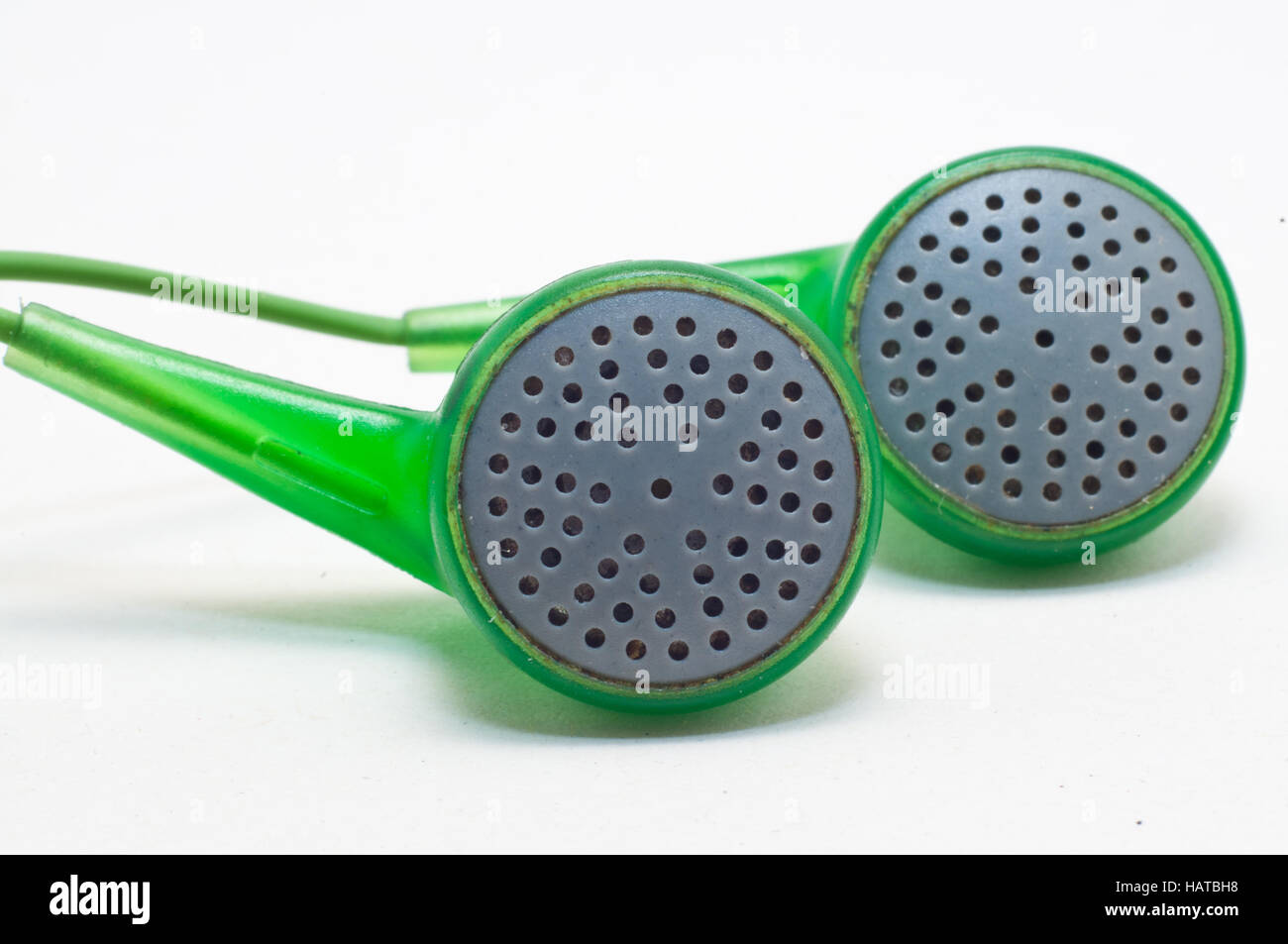 grüne Kopfhörer Stockfoto