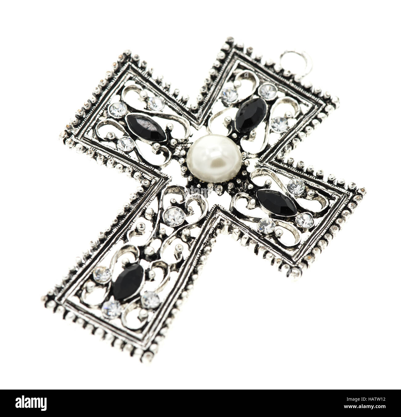 Kreuz-Anhänger isoliert auf weißem Hintergrund Stockfoto