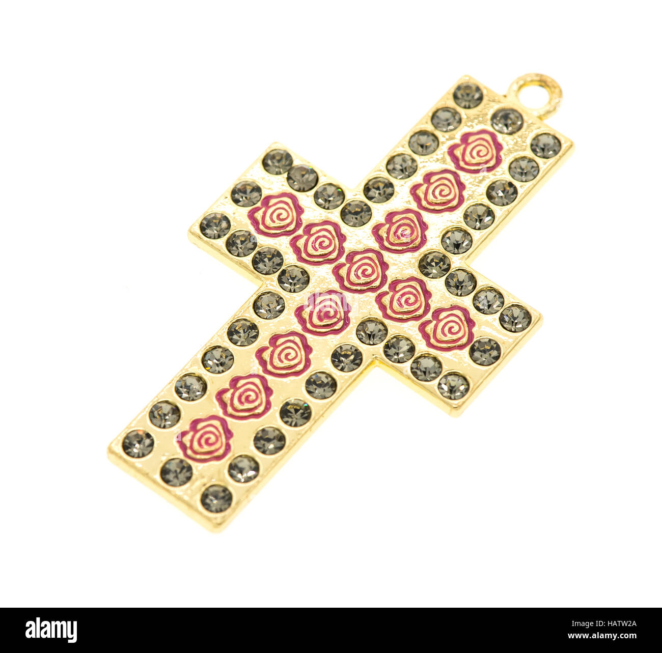 Kreuz-Anhänger isoliert auf weißem Hintergrund Stockfoto