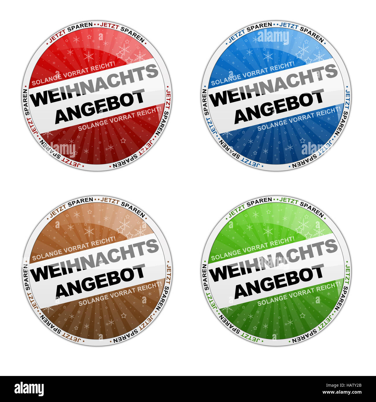 Buttonset Weihnachtsangebot 4 Farben Stockfoto